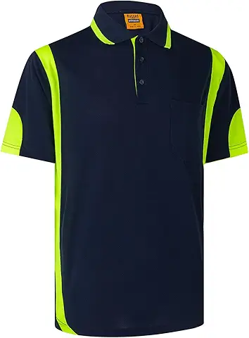 HI VIS & WORK S/S POLO SHIRT 9060 in Navy/Yellow, Navy/Orange, Yellow/Navy and more